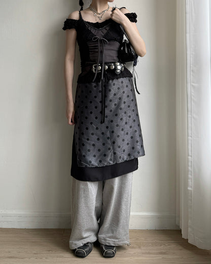 SK219 DotDot Skirt - Skyblue | Charcoal