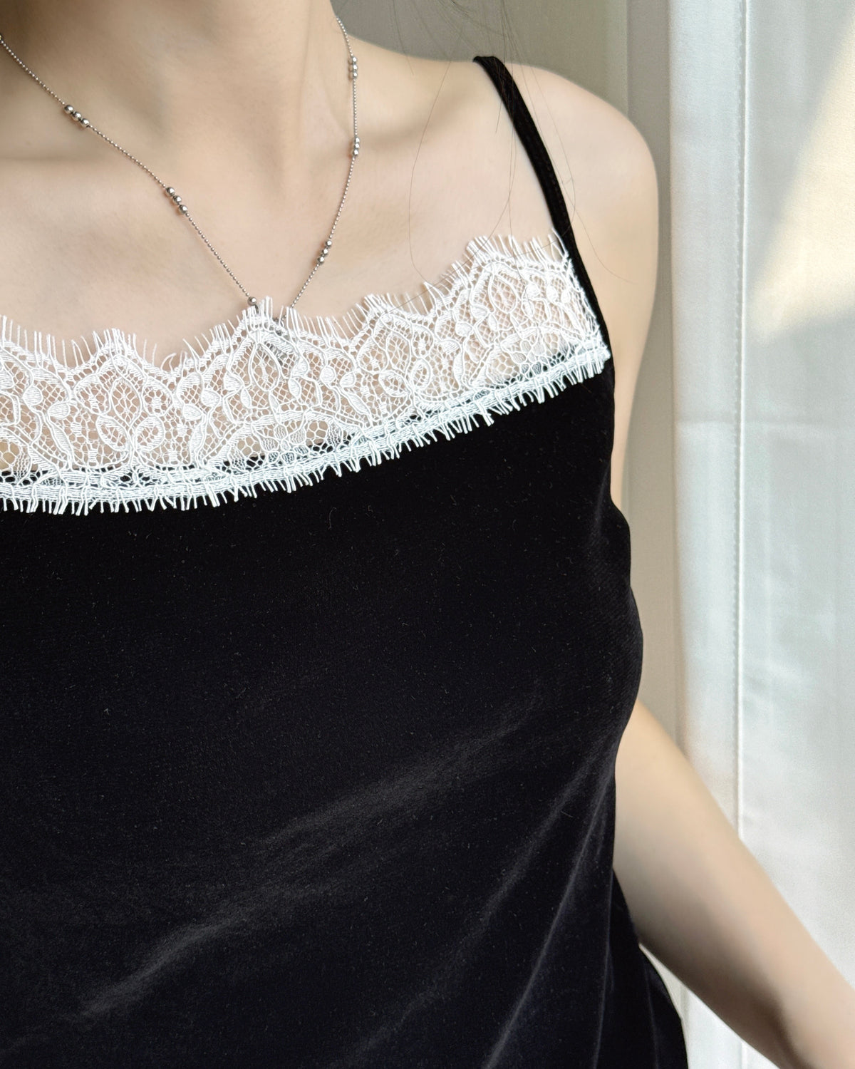 VT334 Velvet Lace Camisole - Camel | Ivory | Skyblue | Black