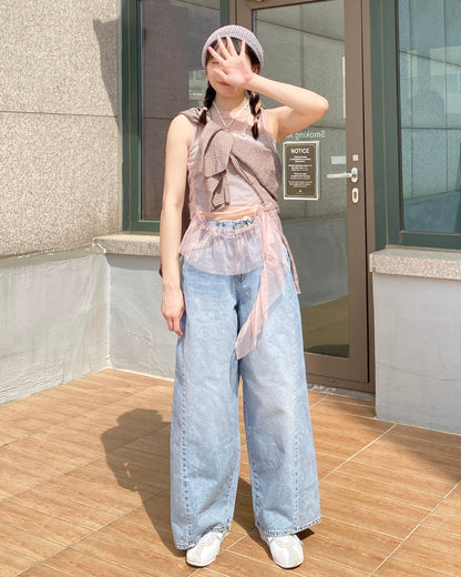 JN058 Irregular Jeans - Blue | charcoal