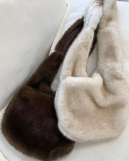 BG033 MoMo Fur Bag - Ivory | Brown