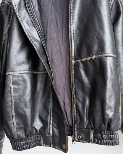 🐏早鳥限定優惠 JK042 Peer Leather Jacket - Dark Brown | Black