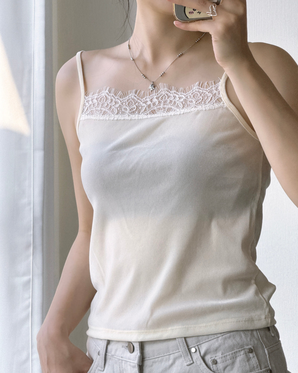 VT334 Velvet Lace Camisole - Camel | Ivory | Skyblue | Black