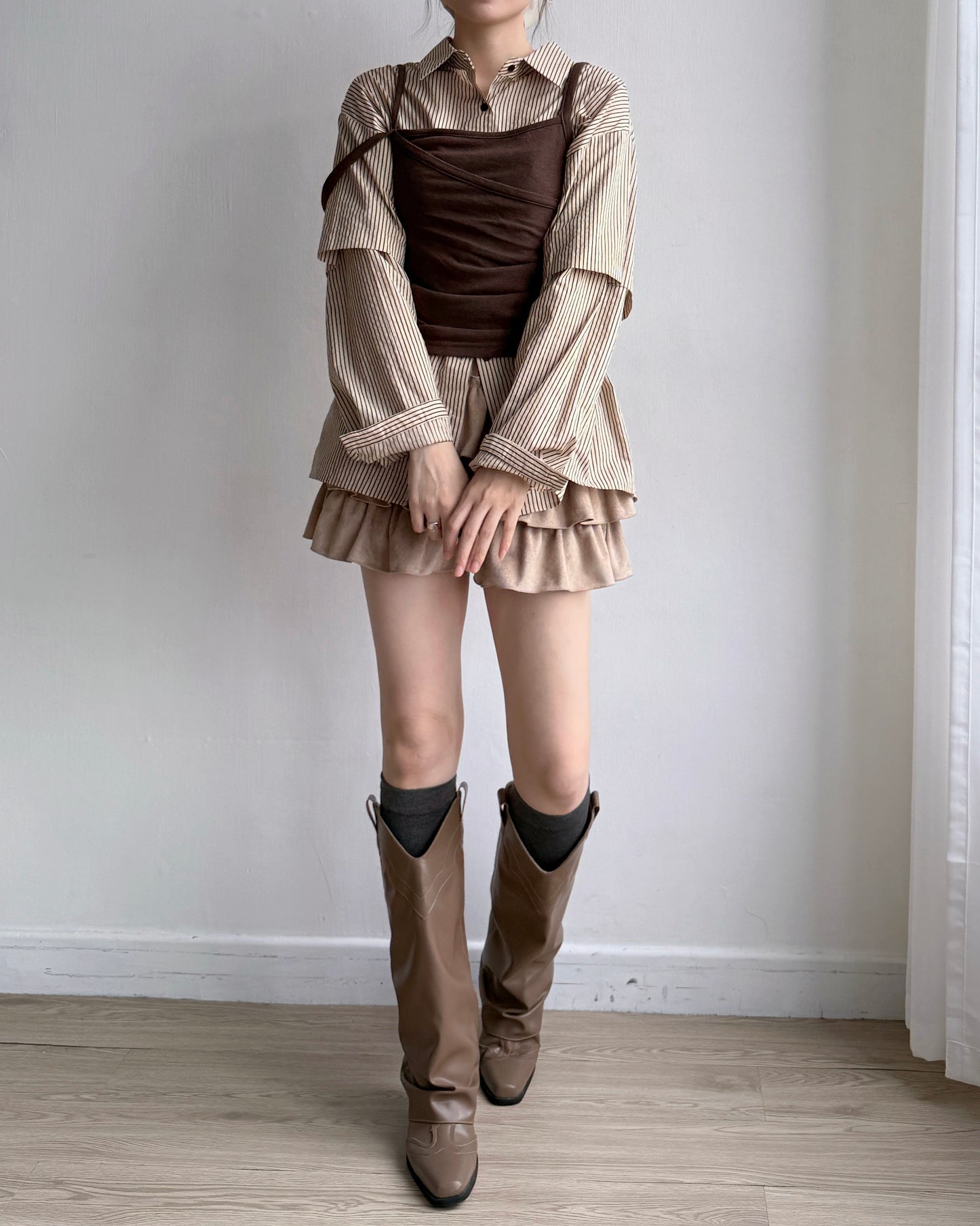 VT265 Asymmetric Vest - Brown | Dark Gray