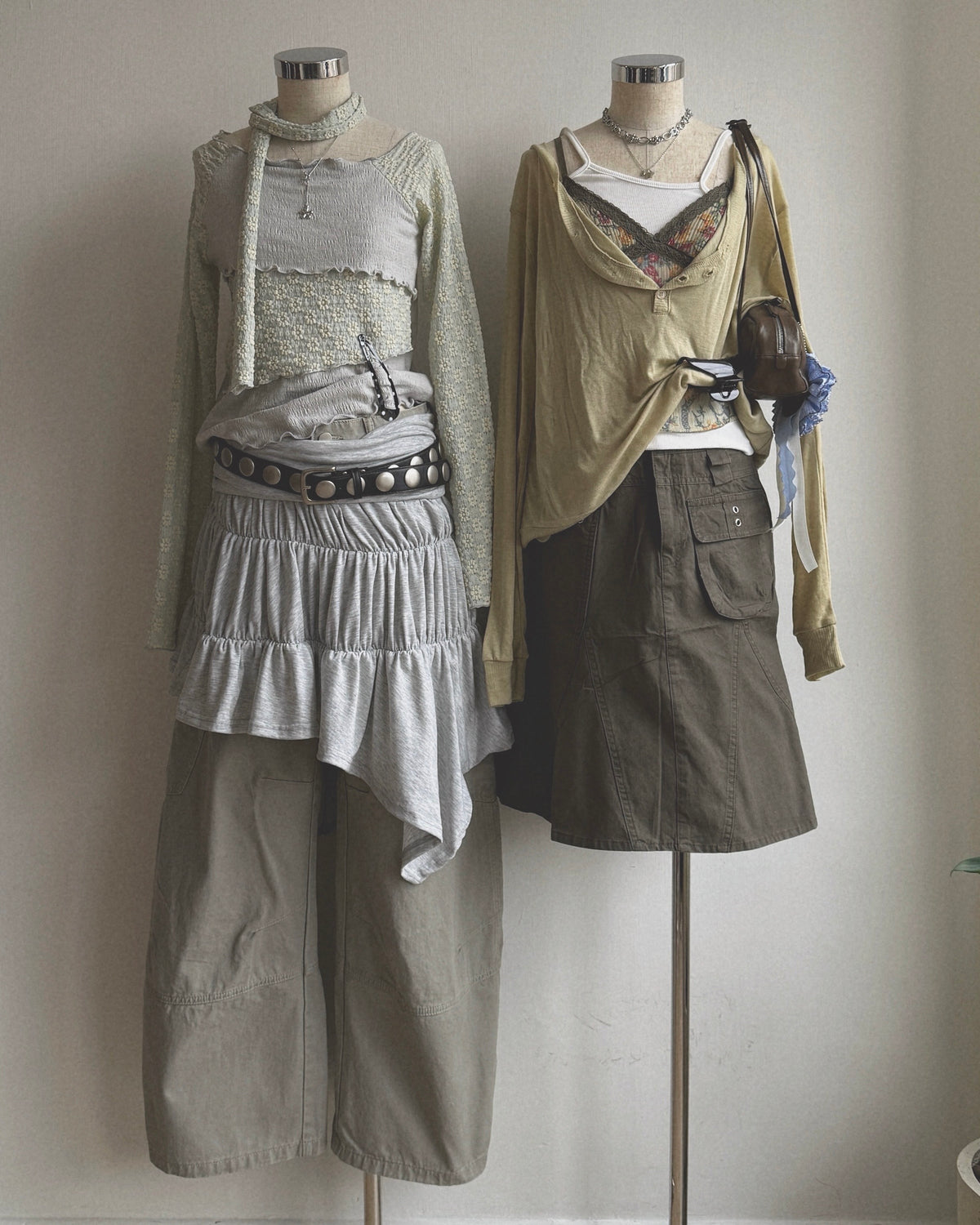 SK231 Cargo Pocket Skirt - Khaki | Black