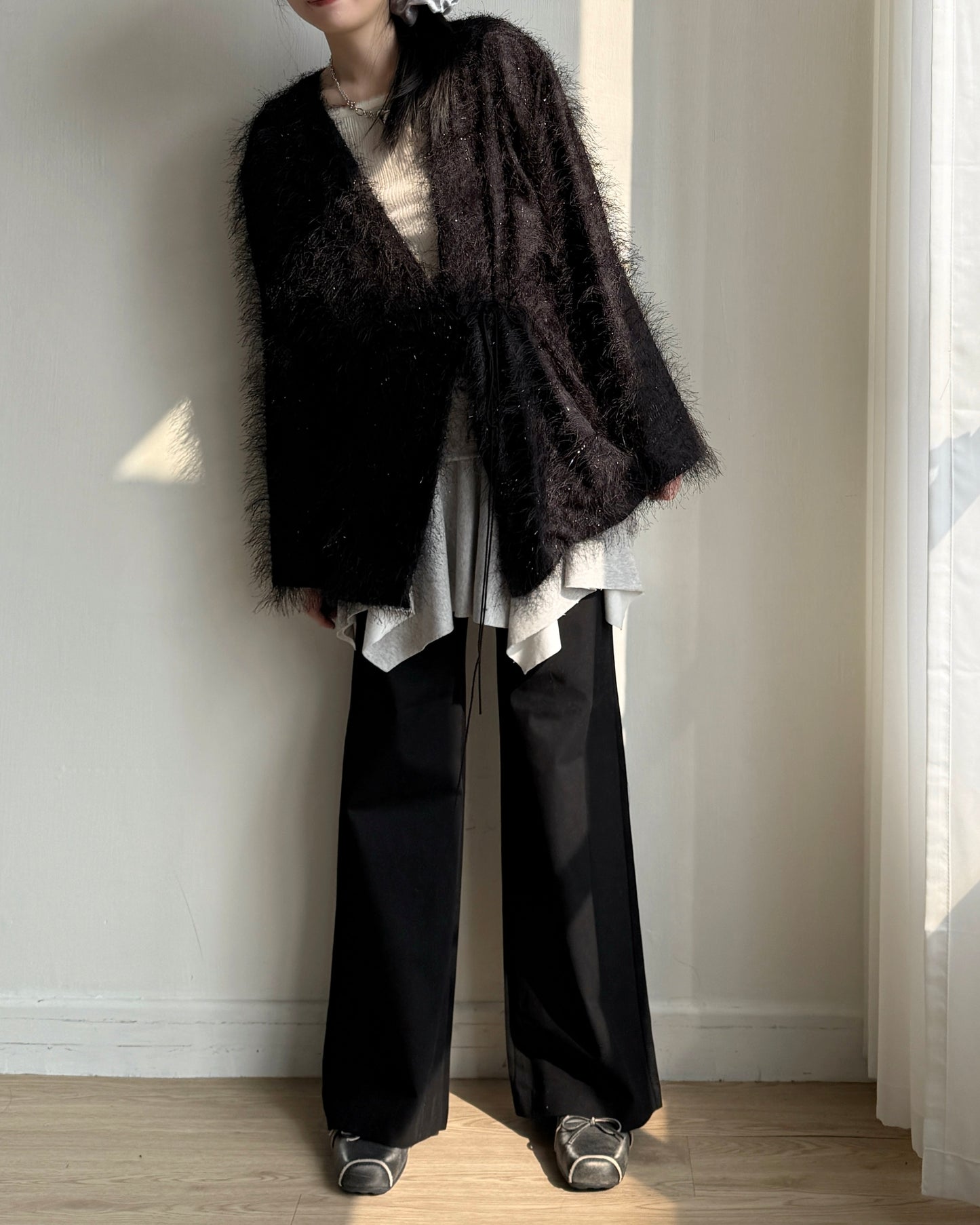 JK045 Hairy Jacket - Black | Gray