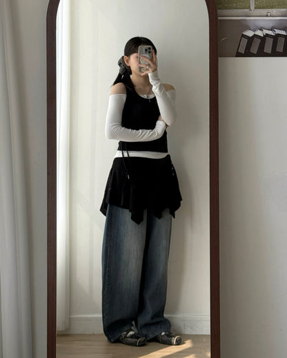 VT274 Ribbed String Vest - White | Dark Gray | Black