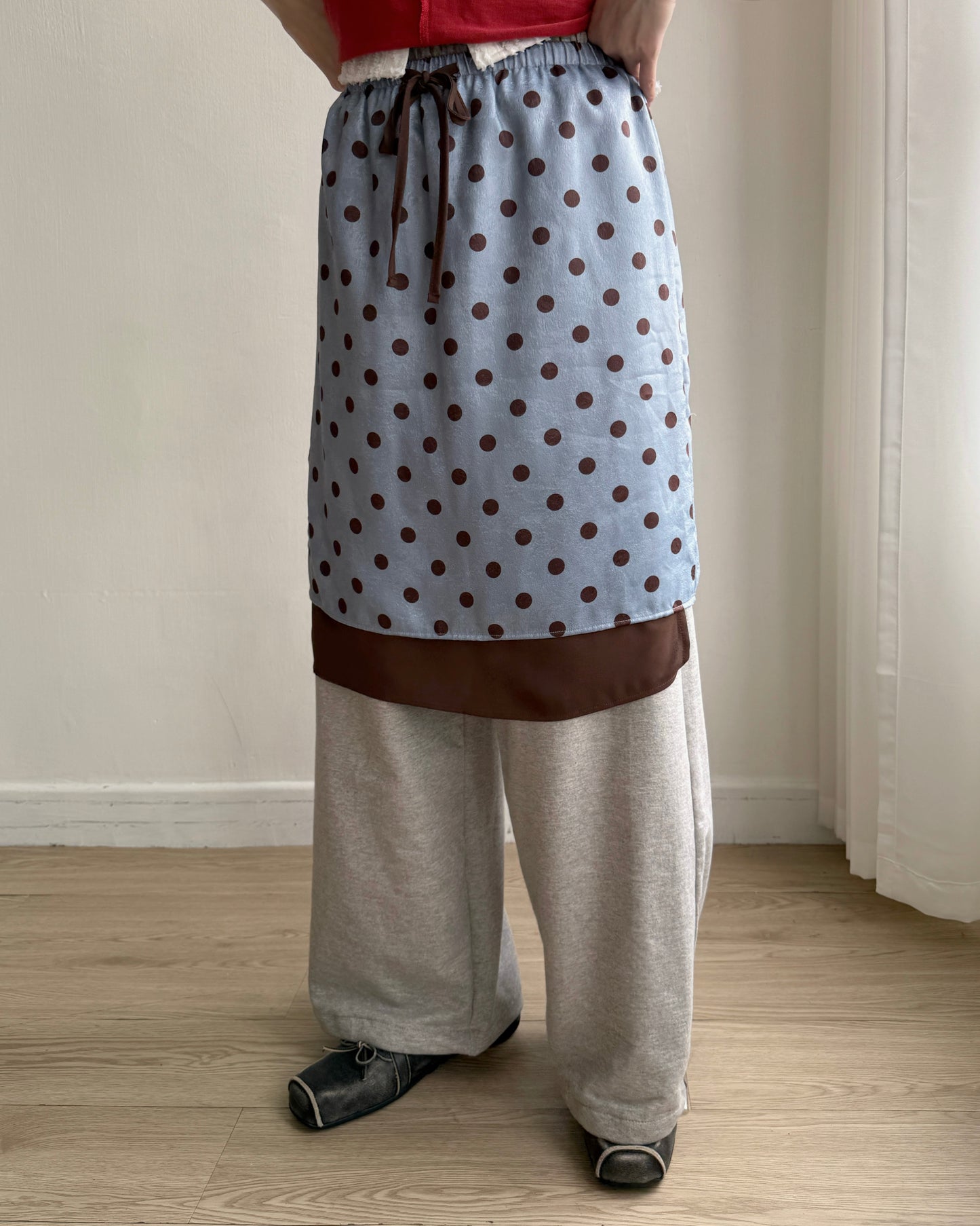 SK219 DotDot Skirt - Skyblue | Charcoal