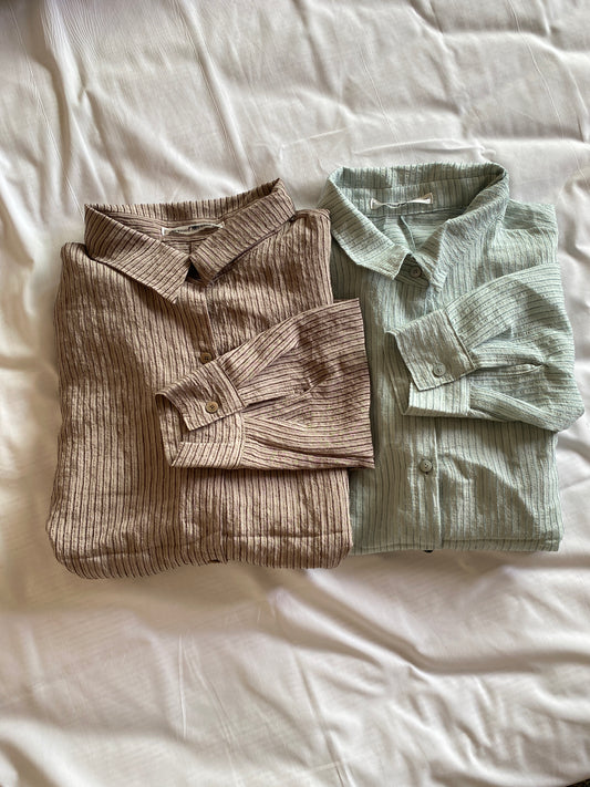 TP509 Stripe Shirt - Blue | Beige