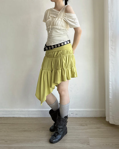SK227 2Way Shirring Skirt&OPS - Lime | Green | White