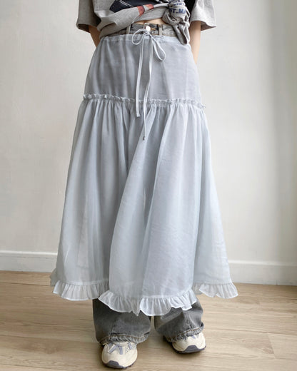 SK189 Sheer Skirt - Blue | Back | White