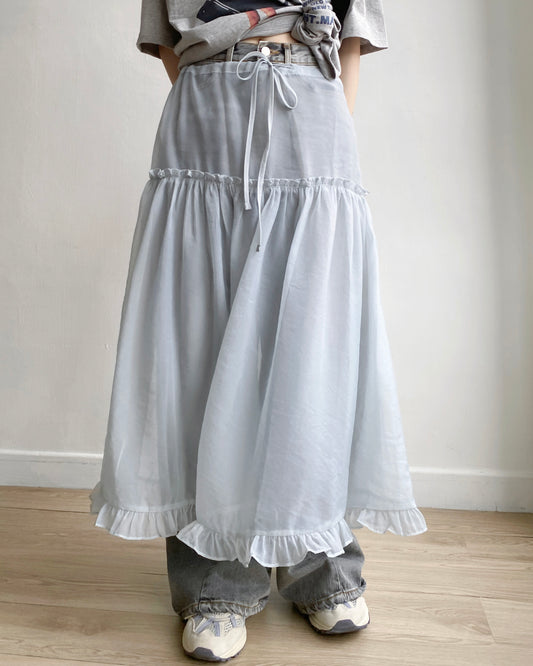 SK189 Sheer Skirt - Blue | Back | White