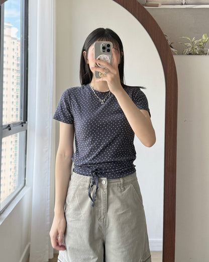 TP601 Floral Top - Gray | White | Navy