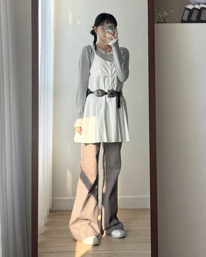 TP569 Striped Lace Top - Gray | Black