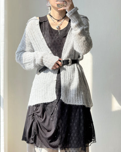 CD058 Fleur Cardigan - Gray | Pink