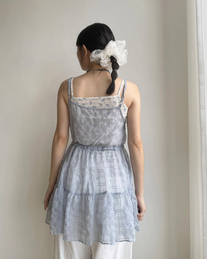 VT255 Check Sheer Vest - White | Black | Blue