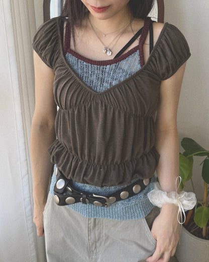TP605 Shirred Top - Ivory | Butter | Brown
