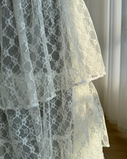 SK209 Lace Layer Skirt - White | Black