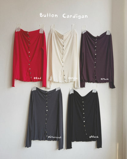 TP618 Button Cardigan - Red | Ivory | Plum | Charcoal | Black