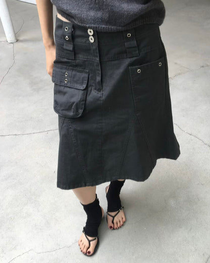 SK231 Cargo Pocket Skirt - Khaki | Black