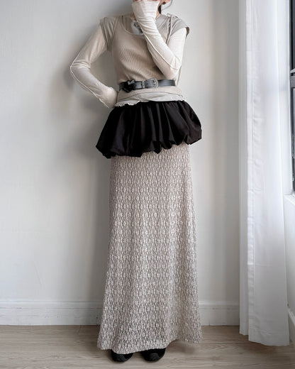SK204 Lace Maxi Skirt - Brick | Gray