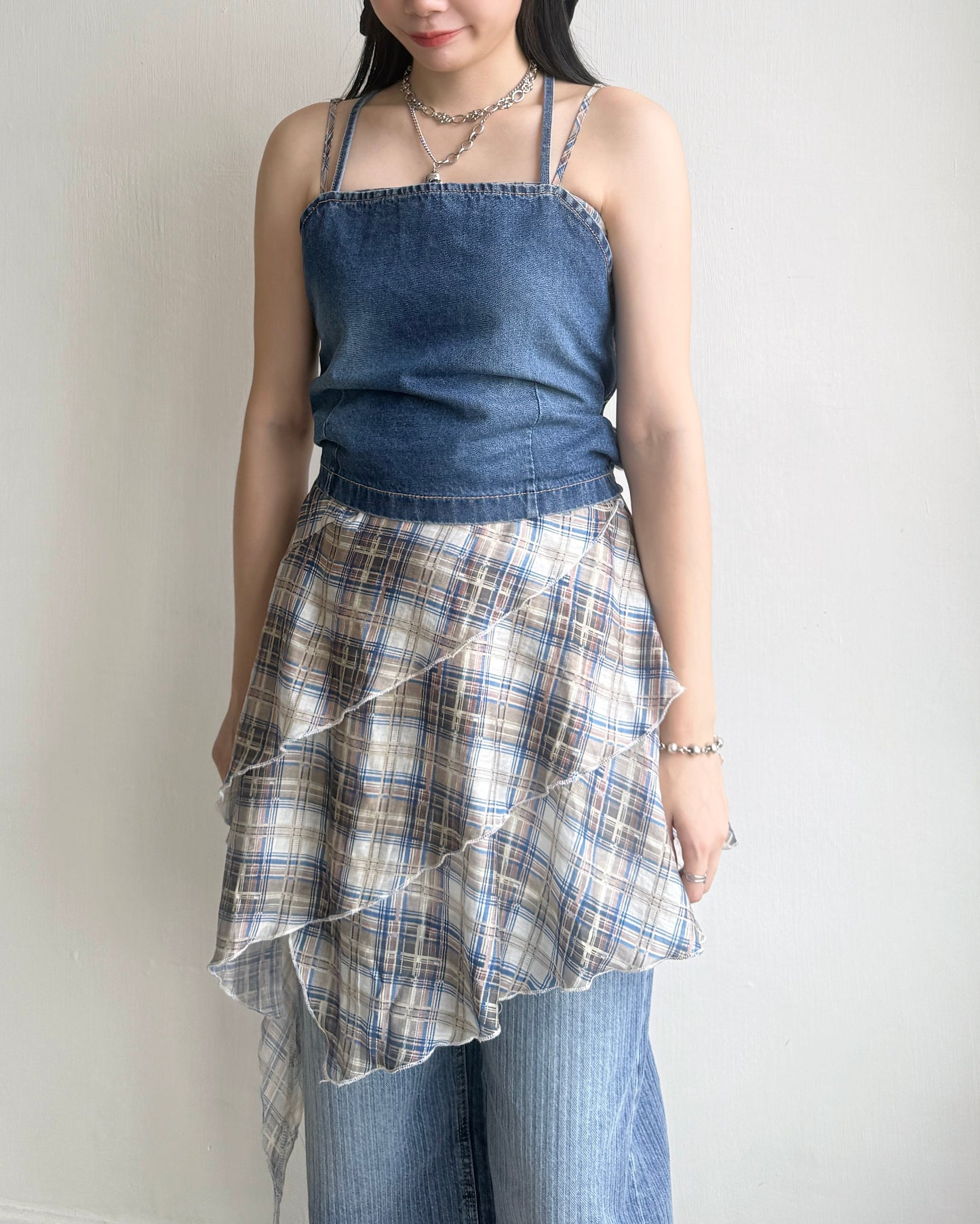 VT253 Denim Strap Camisole - Light Blue | Navy