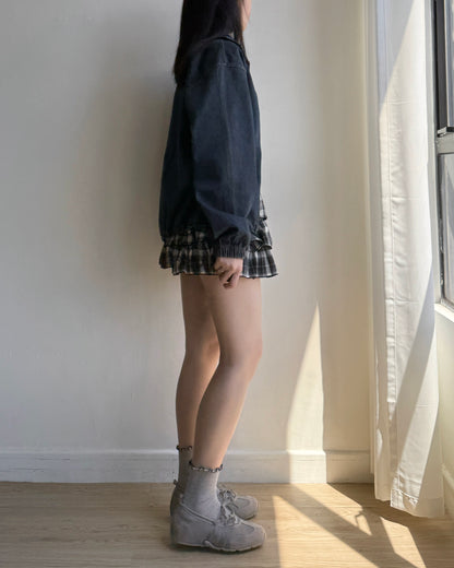 🍂早鳥限定優惠 JK040 Denim String Zip-up Jacket - Navy | Black