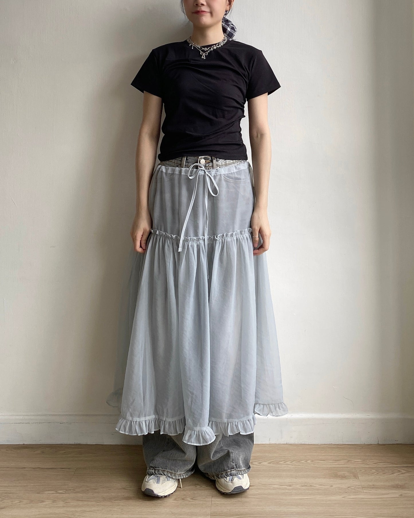 SK189 Sheer Skirt - Blue | Back | White