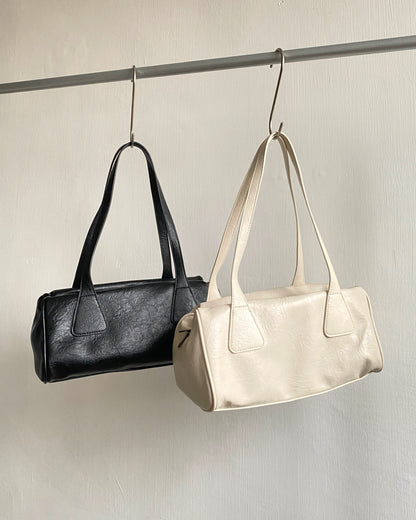 BG029 PU Leather Shoulder Bag - Ivory | Black