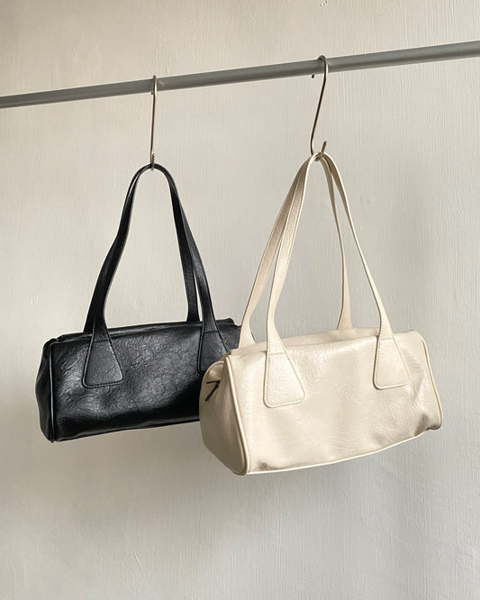 BG029 PU Leather Shoulder Bag - Ivory | Black