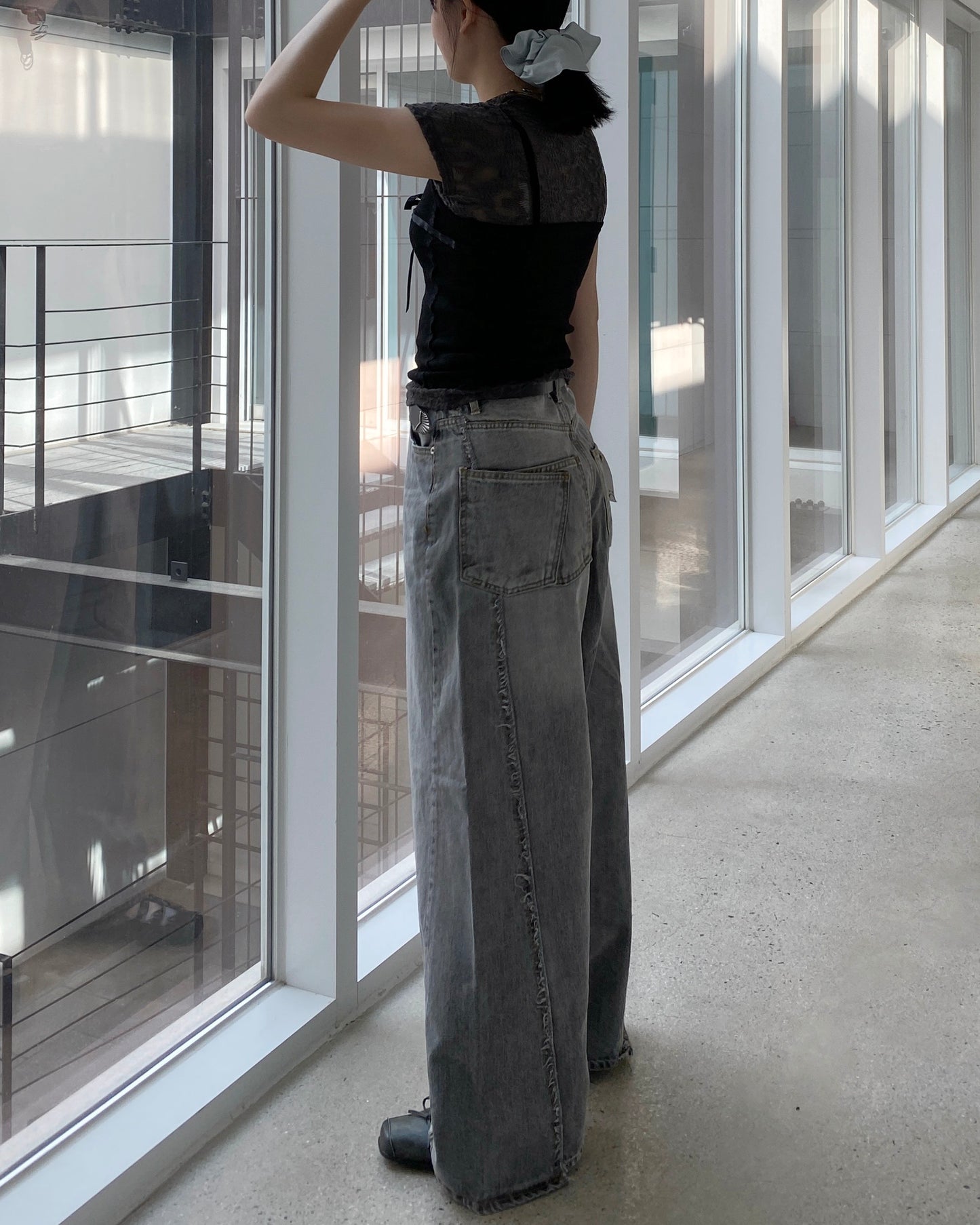 JN058 Irregular Jeans - Blue | charcoal