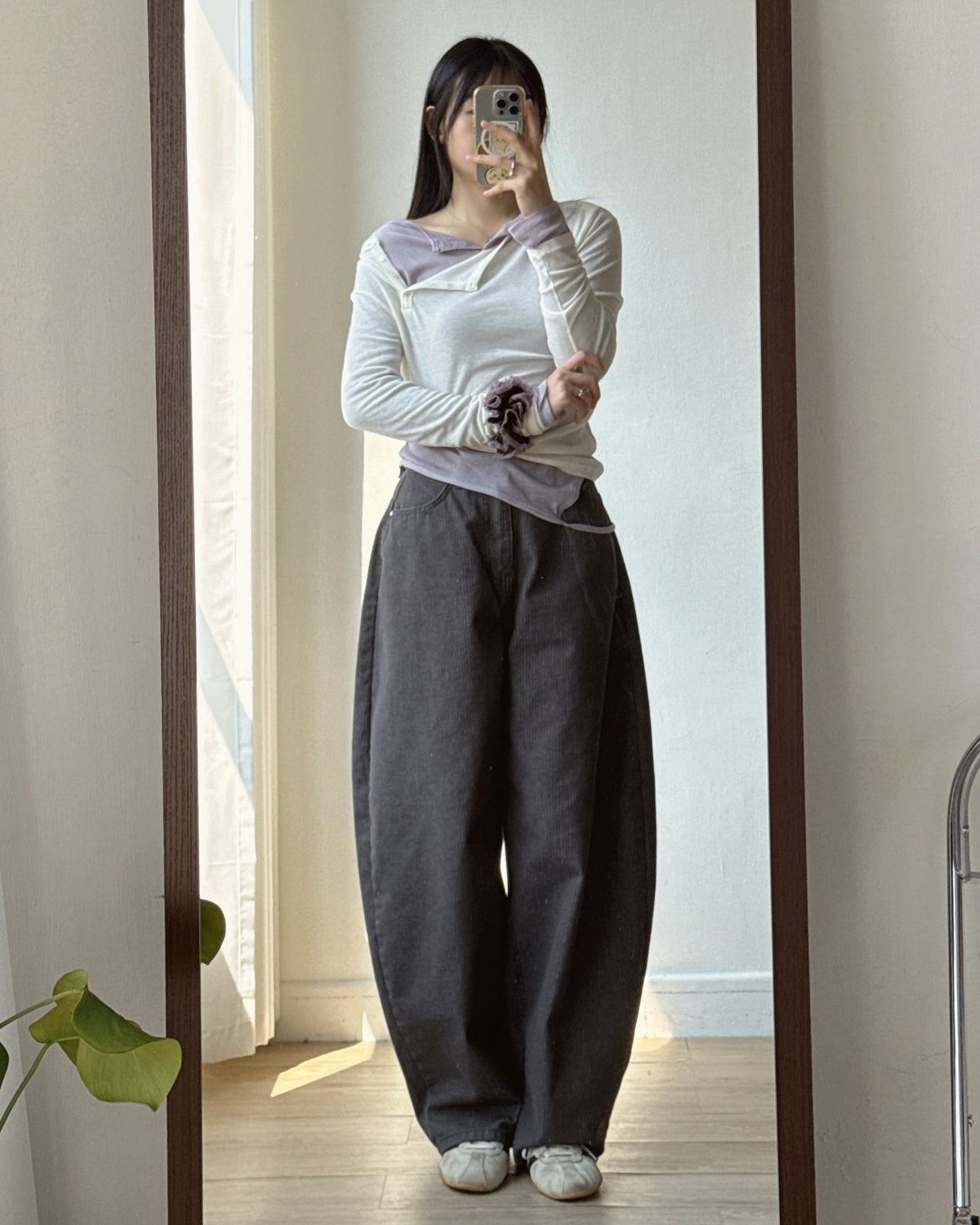 TP623 Ribbed Henley Top - Ivory | Lavender | Gray | Black