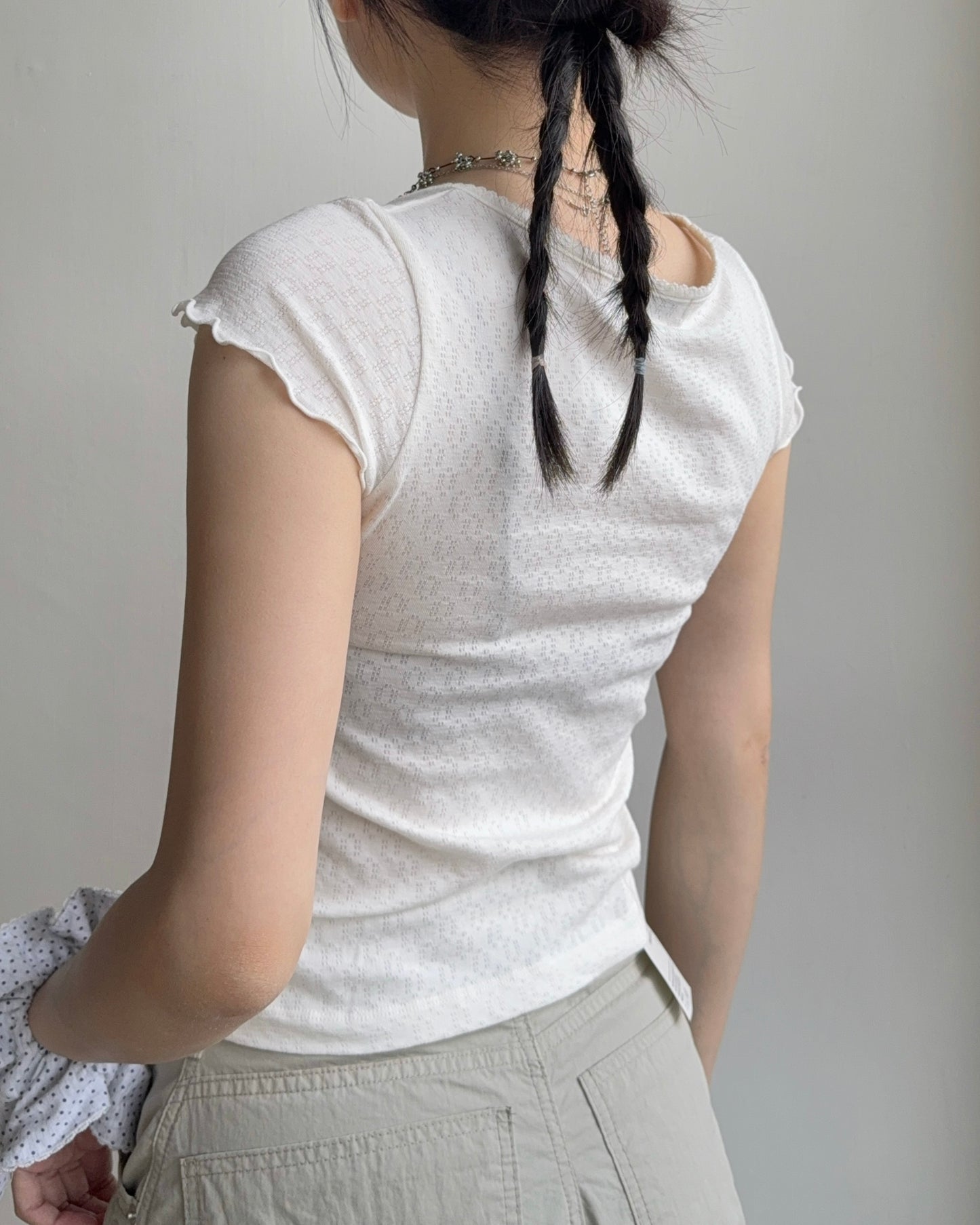 TP602 Breezy Textured Square Top - Green | White | Gray