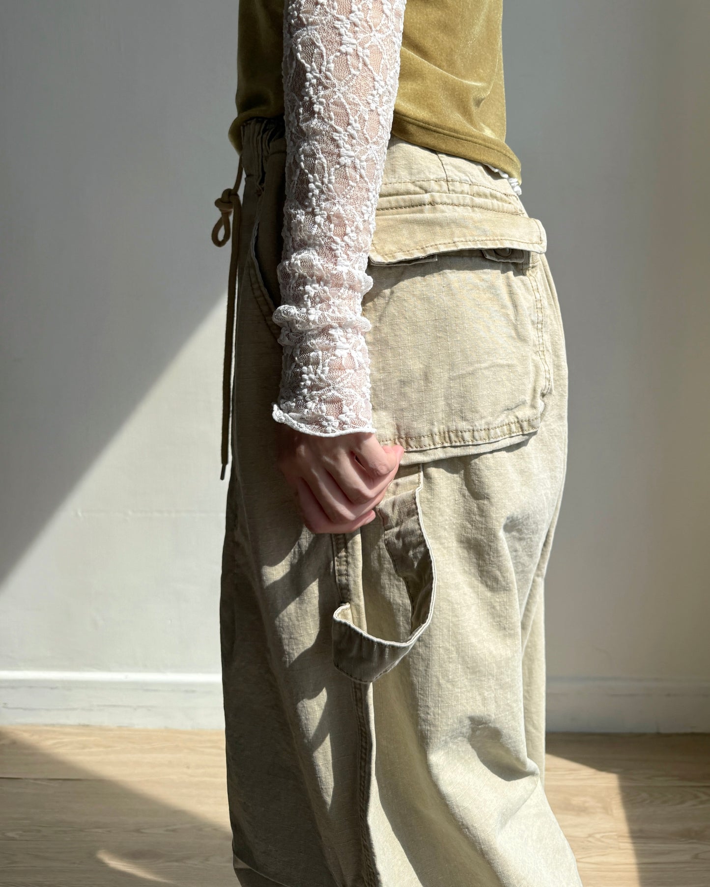 PT076 Ribbed Pants - Beige | Black