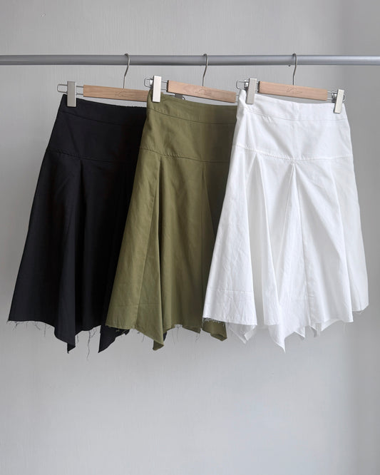 現貨 SK192 Ami Cut-out Midi Skirt - Khaki | White | Black