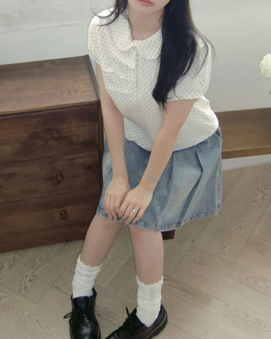 TP584 DotDot Collar TEE - White | Black