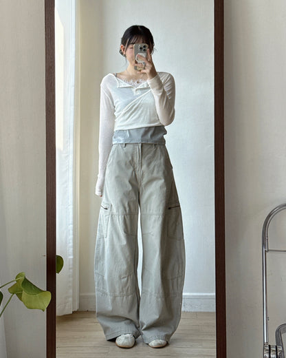 TP623 Ribbed Henley Top - Ivory | Lavender | Gray | Black