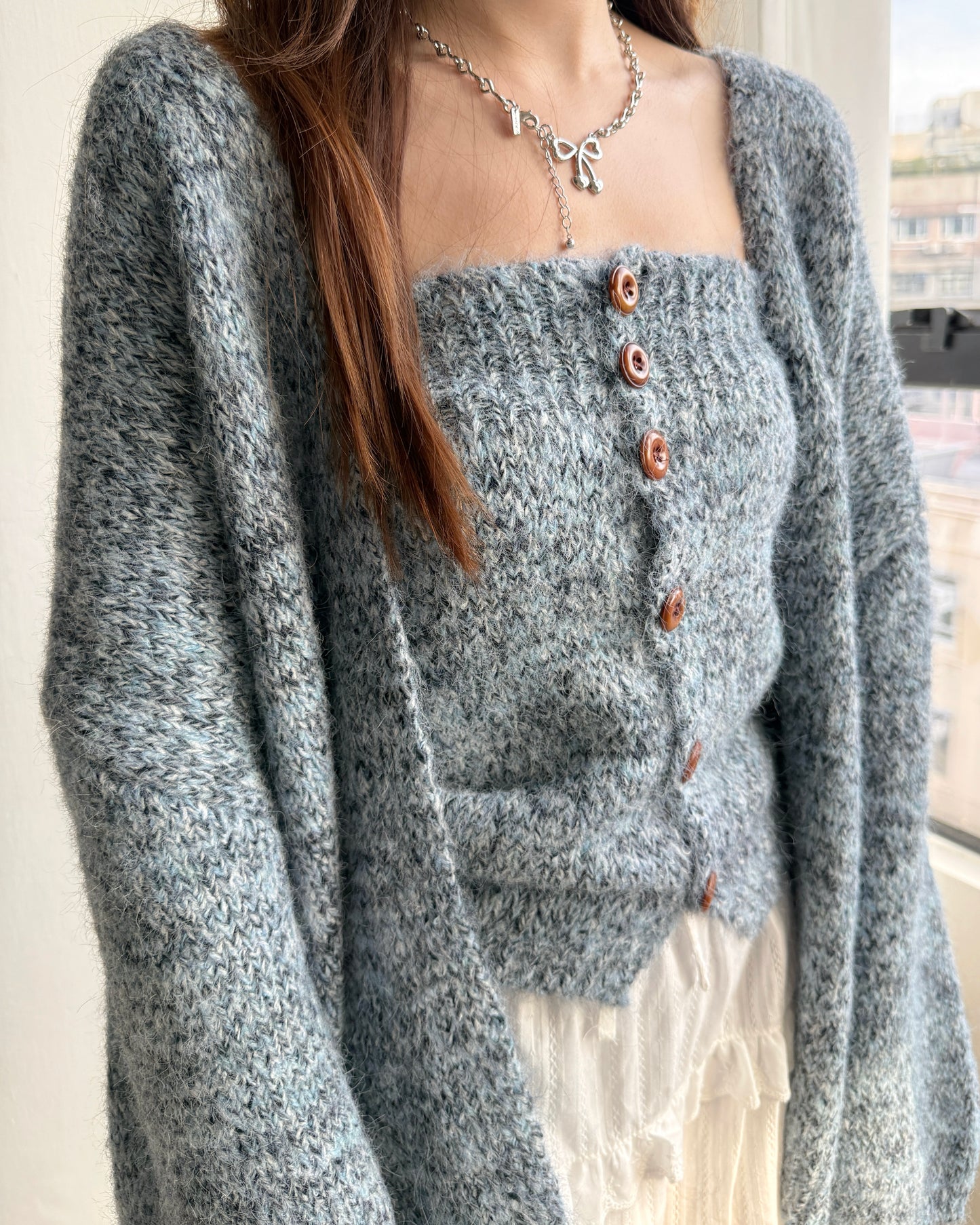 CD056 Cardigan Top Set - Yellow | Blue