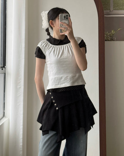 TP584 DotDot Collar TEE - White | Black