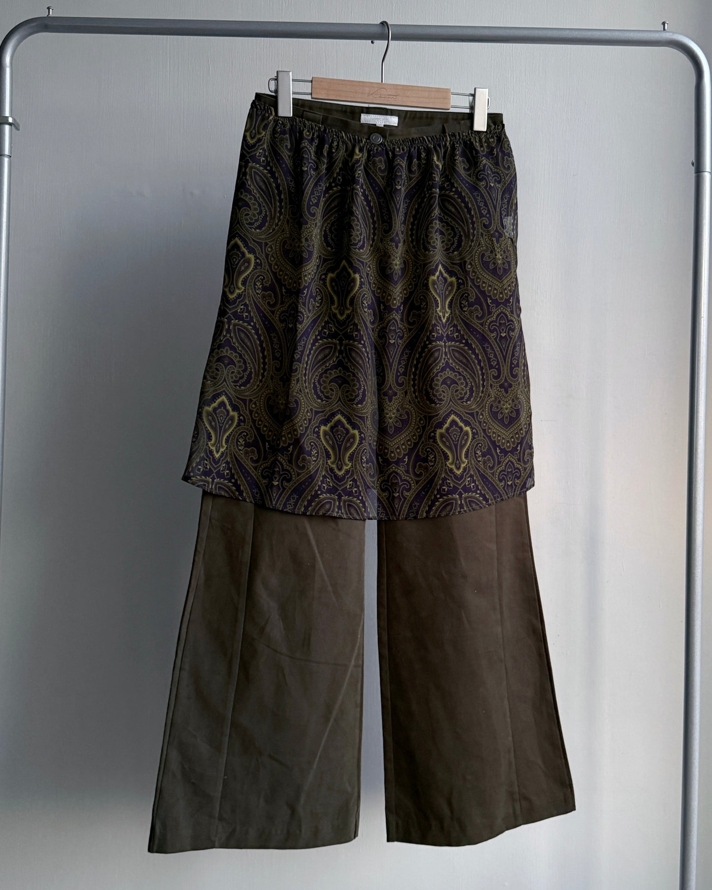 SK211 Paisley Chiffon Skirt - Khaki