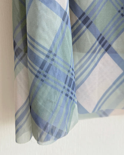 SK226 Checked Midi Skirt - Blue | Beige