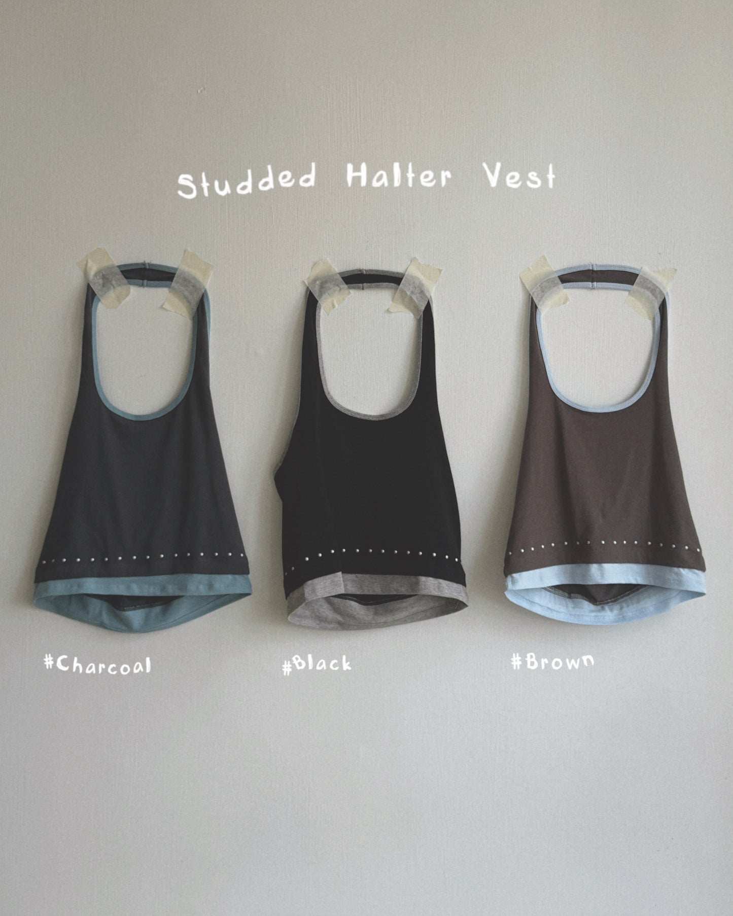 VT301 Studded Halter Vest - Brown | Black | Charcoal