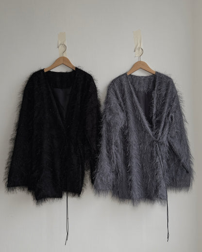 JK045 Hairy Jacket - Black | Gray