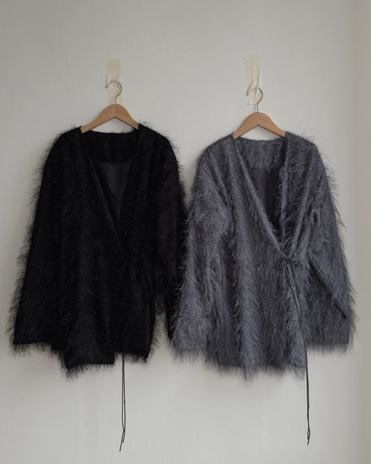 JK045 Hairy Jacket - Black | Gray