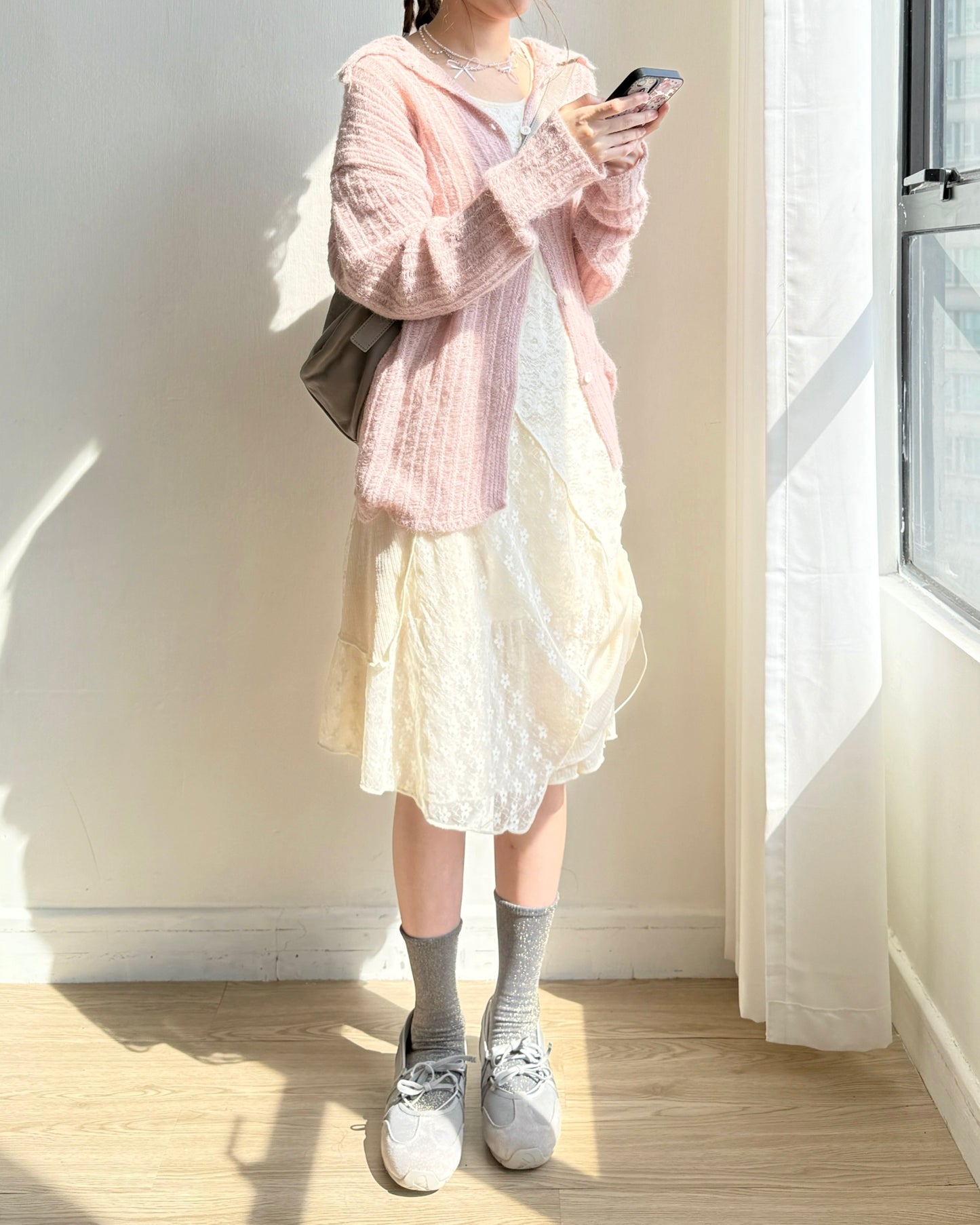 DS285 Lace-trimmed Shirred Patch OPS - Ivory | Black