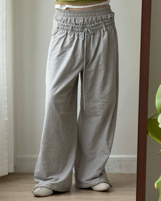 PT081 Double Waistband Pants - Gray | Black