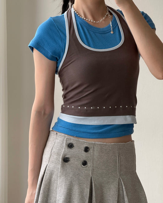 VT301 Studded Halter Vest - Brown | Black | Charcoal