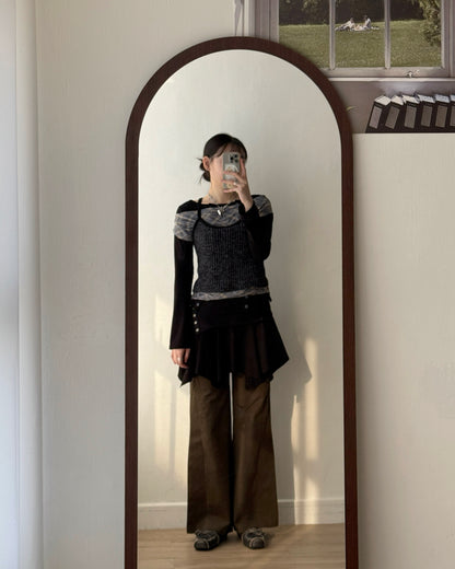 PT078 Flared Pants - Khaki | Black