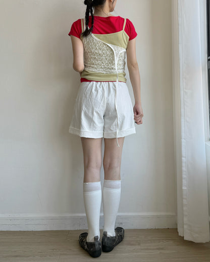 SP021 Roll-up Shorts - White | Black