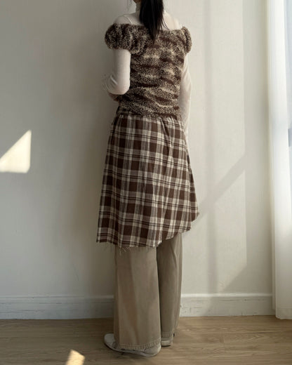 TP560 泡泡褶皺針織衫 - Brown | Black