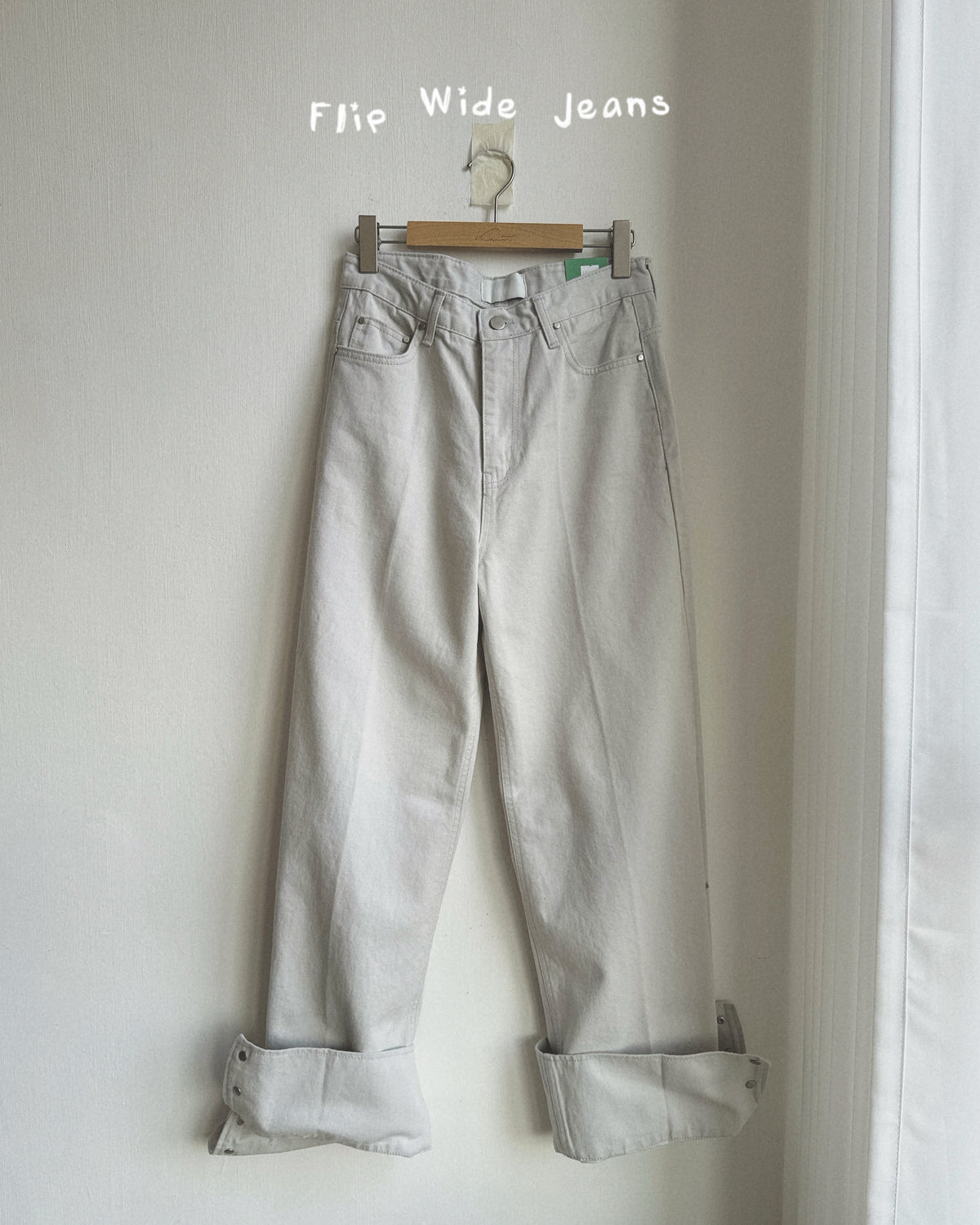 JN068 Flip Wide Jeans - Gray | Black